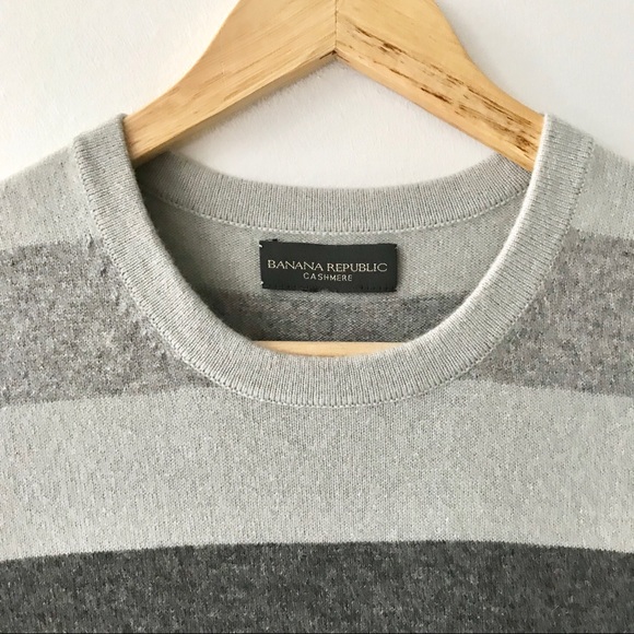 Banana Republic 100% Cashmere Striped T-Shirt Sweater - Picture 2 of 8